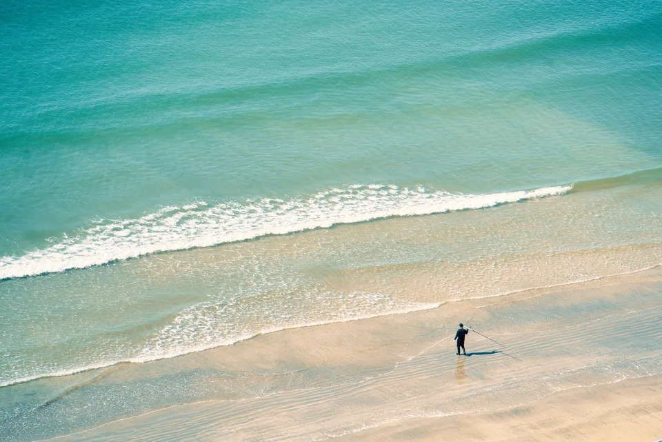 A quiet shoreline meeting the sea in China